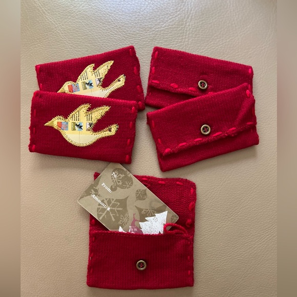 Set 3 VTG Starbucks Knit Envelope & Card Holiday Ornament Gift Pouch Bag - Picture 8 of 15